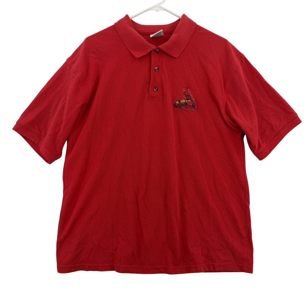 St. Louis Cardinals Polo Shirt Mens Large Red MLB Baseball Embroidered Dynasty‎